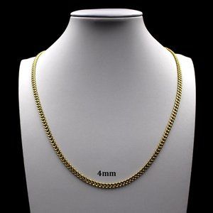 Real 10K Yellow Gold 4mm Miami Cuban Link Chain Necklace 22" inch